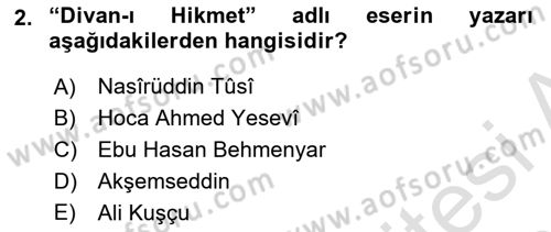 Türk Düşünce Tarihi Dersi 2021 - 2022 Yılı (Final) Dönem Sonu Sınav Soruları 2. Soru
