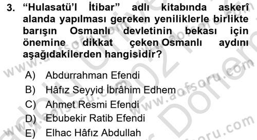 Türk Düşünce Tarihi Dersi 2021 - 2022 Yılı (Final) Dönem Sonu Sınav Soruları 3. Soru