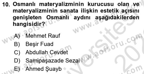 Türk Düşünce Tarihi Dersi 2021 - 2022 Yılı Yaz Okulu Sınav Soruları 10. Soru