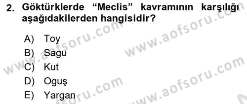 Türk Düşünce Tarihi Dersi 2021 - 2022 Yılı Yaz Okulu Sınav Soruları 2. Soru