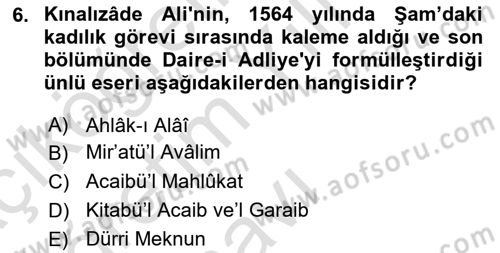 Türk Düşünce Tarihi Dersi 2021 - 2022 Yılı Yaz Okulu Sınav Soruları 6. Soru