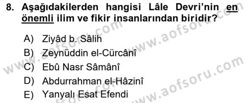 Türk Düşünce Tarihi Dersi 2021 - 2022 Yılı Yaz Okulu Sınav Soruları 8. Soru