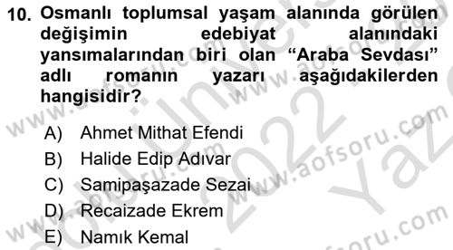 Türk Düşünce Tarihi Dersi 2022 - 2023 Yılı Yaz Okulu Sınav Soruları 10. Soru