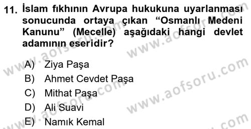 Türk Düşünce Tarihi Dersi 2022 - 2023 Yılı Yaz Okulu Sınav Soruları 11. Soru
