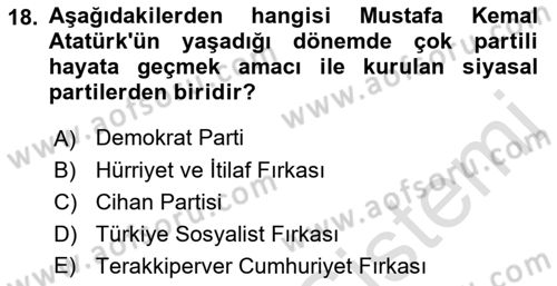 Türk Düşünce Tarihi Dersi 2022 - 2023 Yılı Yaz Okulu Sınav Soruları 18. Soru