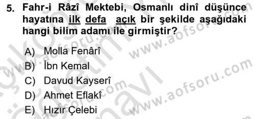 Türk Düşünce Tarihi Dersi 2022 - 2023 Yılı Yaz Okulu Sınav Soruları 5. Soru