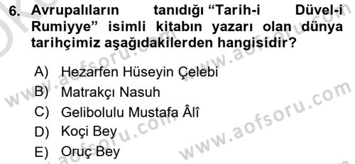 Türk Düşünce Tarihi Dersi 2022 - 2023 Yılı Yaz Okulu Sınav Soruları 6. Soru
