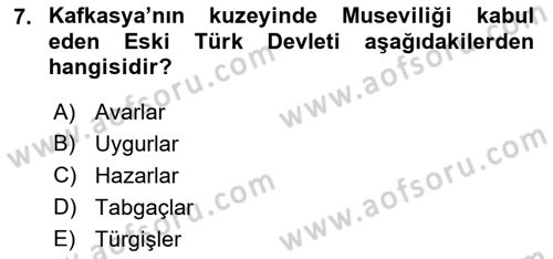 Türk Düşünce Tarihi Dersi 2022 - 2023 Yılı Yaz Okulu Sınav Soruları 7. Soru
