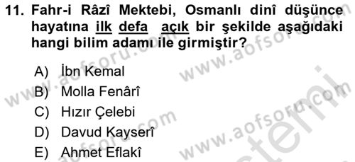 Türk Düşünce Tarihi Dersi 2023 - 2024 Yılı (Vize) Ara Sınav Soruları 11. Soru