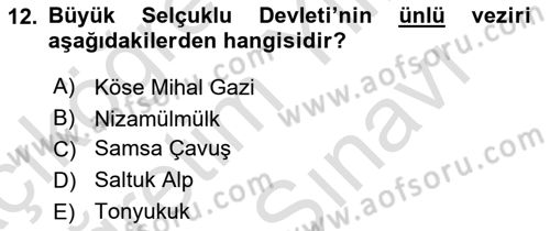 Türk Düşünce Tarihi Dersi 2023 - 2024 Yılı (Vize) Ara Sınav Soruları 12. Soru