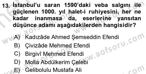 Türk Düşünce Tarihi Dersi 2023 - 2024 Yılı (Vize) Ara Sınav Soruları 13. Soru