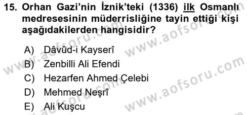 Türk Düşünce Tarihi Dersi 2023 - 2024 Yılı (Vize) Ara Sınav Soruları 15. Soru