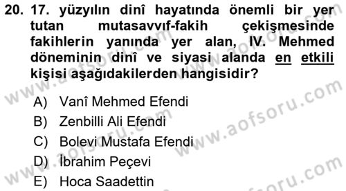 Türk Düşünce Tarihi Dersi 2023 - 2024 Yılı (Vize) Ara Sınav Soruları 20. Soru