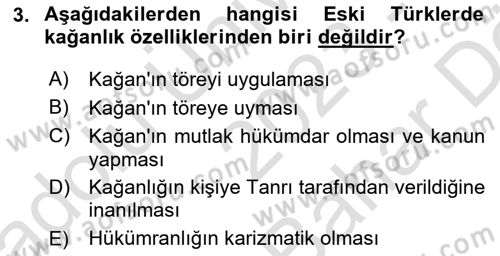 Türk Düşünce Tarihi Dersi 2023 - 2024 Yılı (Vize) Ara Sınav Soruları 3. Soru