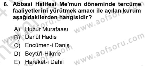 Türk Düşünce Tarihi Dersi 2023 - 2024 Yılı (Vize) Ara Sınav Soruları 6. Soru