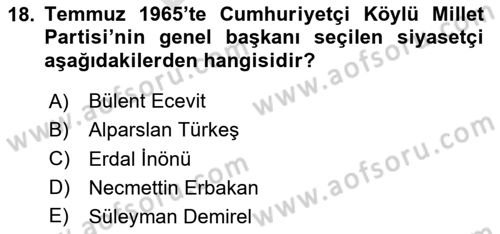 Türk Düşünce Tarihi Dersi 2023 - 2024 Yılı (Final) Dönem Sonu Sınav Soruları 18. Soru