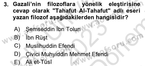 Türk Düşünce Tarihi Dersi 2023 - 2024 Yılı (Final) Dönem Sonu Sınav Soruları 3. Soru