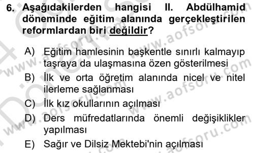 Türk Düşünce Tarihi Dersi 2023 - 2024 Yılı (Final) Dönem Sonu Sınav Soruları 6. Soru