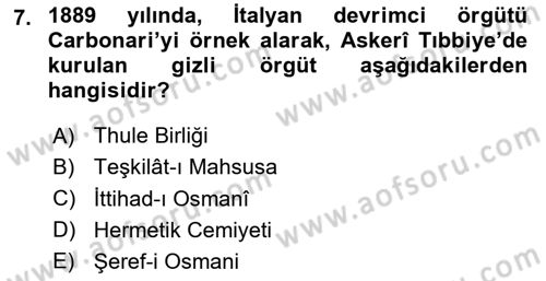 Türk Düşünce Tarihi Dersi 2023 - 2024 Yılı (Final) Dönem Sonu Sınav Soruları 7. Soru