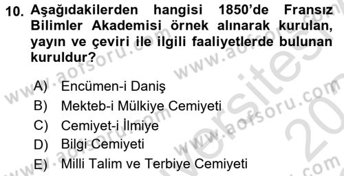 Türk Düşünce Tarihi Dersi 2023 - 2024 Yılı Yaz Okulu Sınav Soruları 10. Soru