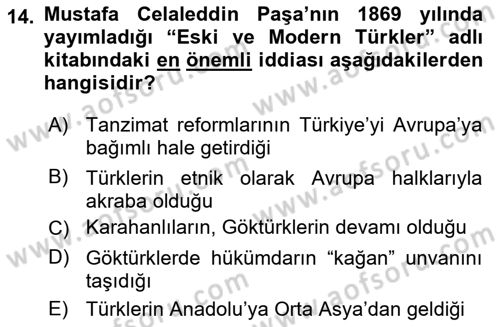 Türk Düşünce Tarihi Dersi 2023 - 2024 Yılı Yaz Okulu Sınav Soruları 14. Soru