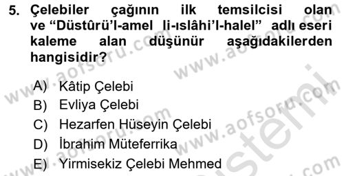 Türk Düşünce Tarihi Dersi 2023 - 2024 Yılı Yaz Okulu Sınav Soruları 5. Soru
