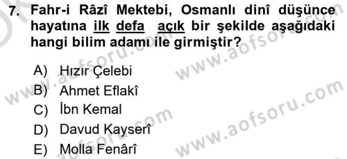 Türk Düşünce Tarihi Dersi 2023 - 2024 Yılı Yaz Okulu Sınav Soruları 7. Soru