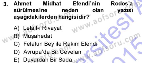 Türk Basın Tarihi Dersi 2014 - 2015 Yılı (Vize) Ara Sınav Soruları 3. Soru