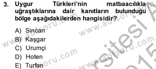 Türk Basın Tarihi Dersi 2014 - 2015 Yılı (Final) Dönem Sonu Sınavı 3. Soru