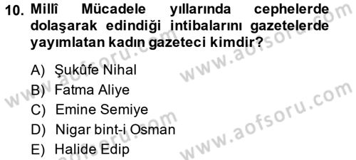 Türk Basın Tarihi Dersi 2014 - 2015 Yılı Tek Ders Sınavı 10. Soru