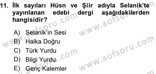 Türk Basın Tarihi Dersi 2015 - 2016 Yılı (Vize) Ara Sınavı 11. Soru