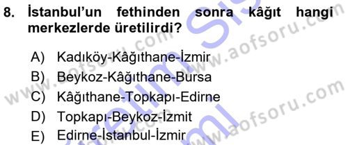 Türk Basın Tarihi Dersi 2015 - 2016 Yılı (Vize) Ara Sınavı 8. Soru