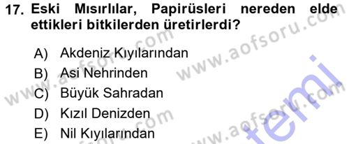 Türk Basın Tarihi Dersi 2015 - 2016 Yılı (Final) Dönem Sonu Sınavı 17. Soru