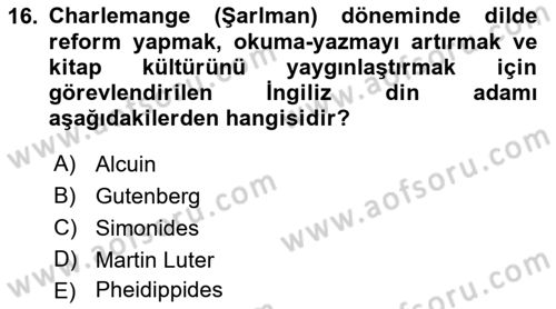 Türk Basın Tarihi Dersi 2018 - 2019 Yılı (Vize) Ara Sınavı 16. Soru