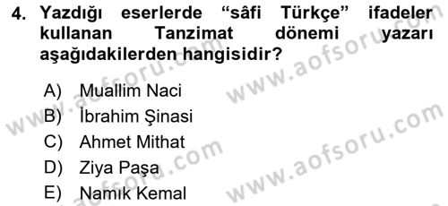 Türk Basın Tarihi Dersi 2018 - 2019 Yılı (Final) Dönem Sonu Sınavı 4. Soru