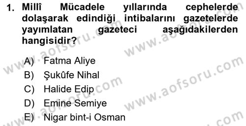 Türk Basın Tarihi Dersi 2019 - 2020 Yılı (Vize) Ara Sınav Soruları 1. Soru