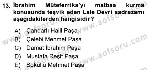 Türk Basın Tarihi Dersi 2019 - 2020 Yılı (Vize) Ara Sınav Soruları 13. Soru