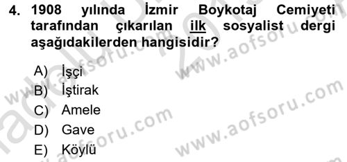 Türk Basın Tarihi Dersi 2019 - 2020 Yılı (Vize) Ara Sınav Soruları 4. Soru