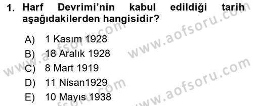 Türk Basın Tarihi Dersi 2019 - 2020 Yılı (Final) Dönem Sonu Sınavı 1. Soru