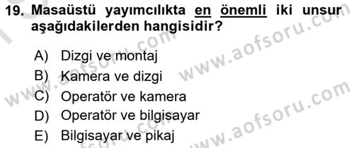 Türk Basın Tarihi Dersi 2021 - 2022 Yılı (Final) Dönem Sonu Sınavı 19. Soru