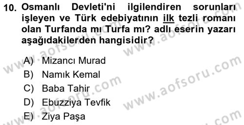 Türk Basın Tarihi Dersi 2022 - 2023 Yılı (Vize) Ara Sınavı 10. Soru