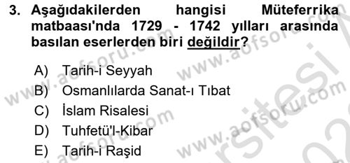 Türk Basın Tarihi Dersi 2022 - 2023 Yılı (Vize) Ara Sınavı 3. Soru