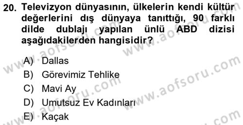 Türk Basın Tarihi Dersi 2022 - 2023 Yılı (Final) Dönem Sonu Sınavı 20. Soru