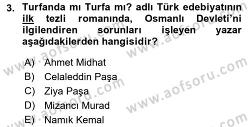 Türk Basın Tarihi Dersi 2022 - 2023 Yılı (Final) Dönem Sonu Sınavı 3. Soru