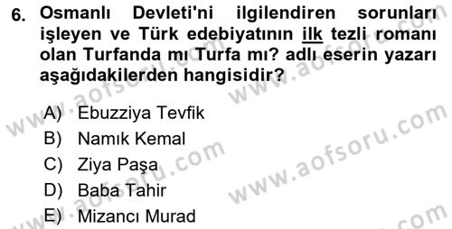 Türk Basın Tarihi Dersi 2022 - 2023 Yılı Yaz Okulu Sınavı 6. Soru