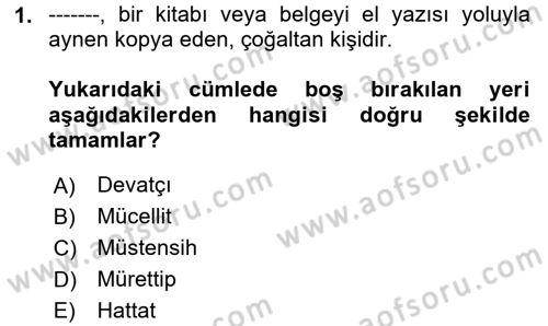 Türk Basın Tarihi Dersi 2023 - 2024 Yılı Yaz Okulu Sınavı 1. Soru