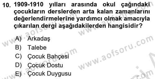 Türk Basın Tarihi Dersi 2023 - 2024 Yılı Yaz Okulu Sınavı 10. Soru