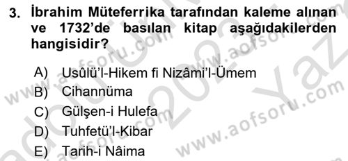 Türk Basın Tarihi Dersi 2023 - 2024 Yılı Yaz Okulu Sınavı 3. Soru