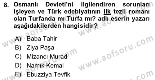 Türk Basın Tarihi Dersi 2023 - 2024 Yılı Yaz Okulu Sınavı 8. Soru