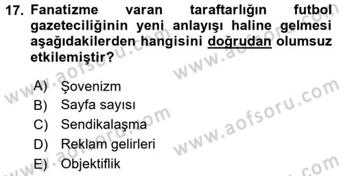 Türk Basın Tarihi Dersi 2024 - 2025 Yılı (Final) Dönem Sonu Sınav Soruları 17. Soru